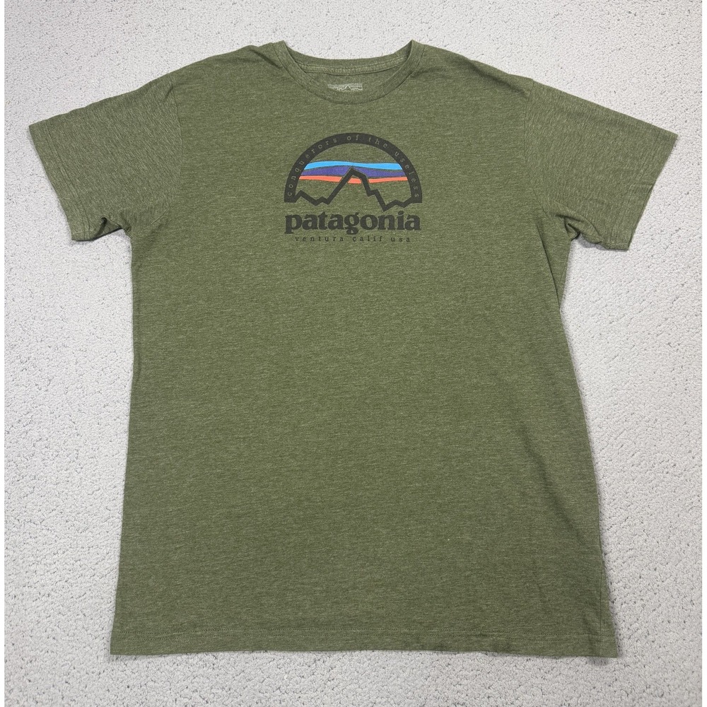 Patagonia Shirt Mens Large Green Mountain Graphic Tagless Organic Tee Mexico